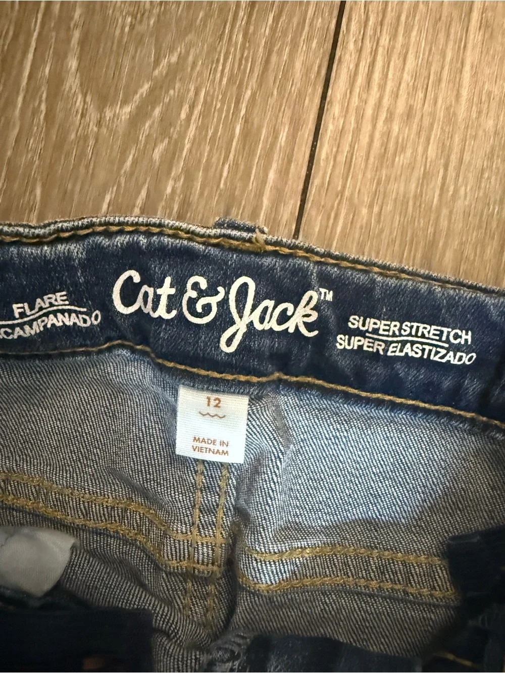 Cat & Jack Medium Blue Flare Jeans with Frayed Hem